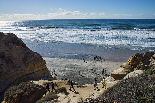 Hiking down to beach